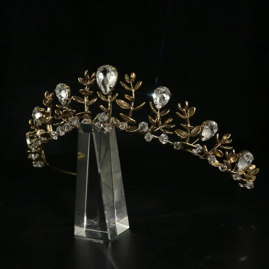 Vintage Alloy Rhinestone Crystal Bridal Headdress Crown