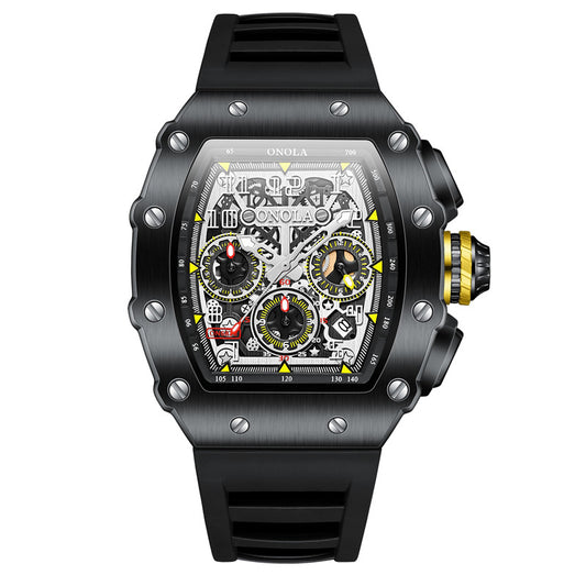 Multifunctional Waterproof Quartz Men's Silicone Band Sport Watch