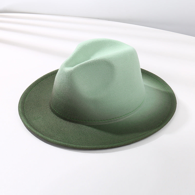 Moderigtig Fedora-hat med farvegradient og flad skygge i uldfilt