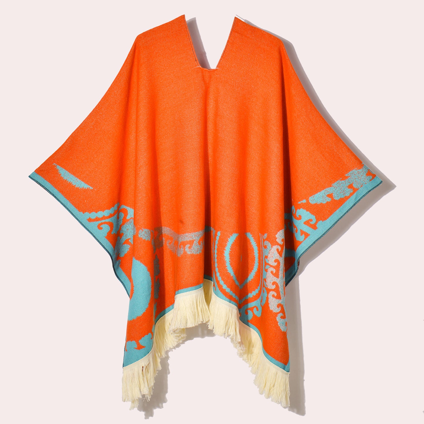 Western Denim Style Men's And Women's Shawl Tassel Pullover Keep Warm Outdoor Large Cloak
