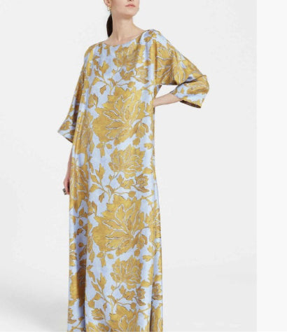 Floral-print Personalized Three-quarter-length Sleeve Dress
