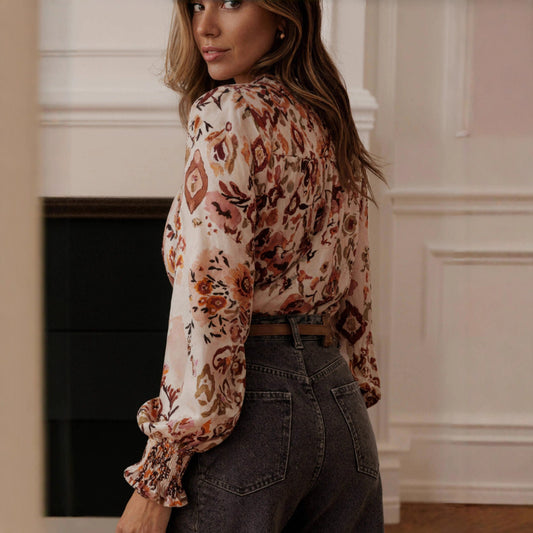 Lotus Collar Top Behagelig Klassisk Nostalgisk Fransk Skjorte