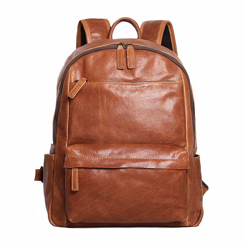 Men's Leather 14-inch Computer Backpack Outdoor Travel Bag