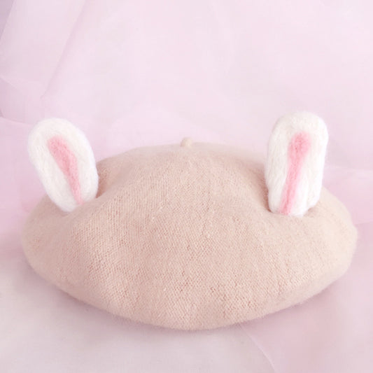 Women's Fashion Wool Tweed Soft And Cute Cat Ears Hat