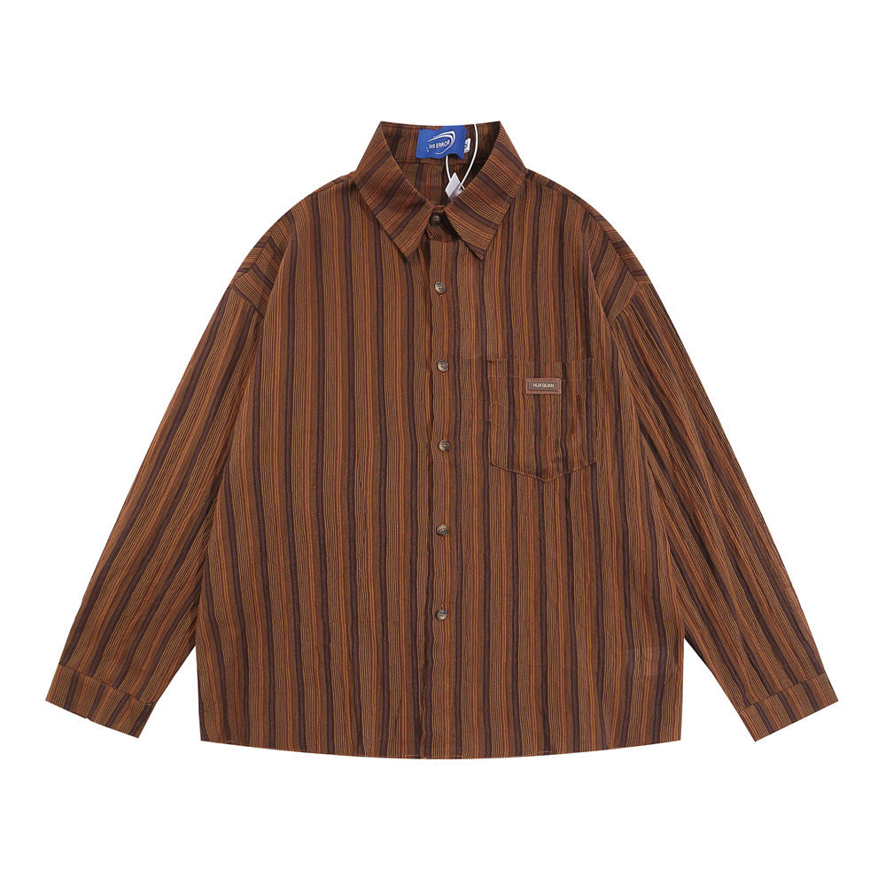 Japanese Leisure Shirt Outside Lapel Street American Style