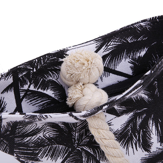 Women's Large Capacity Coconut Palm Beach Shoulder Bag