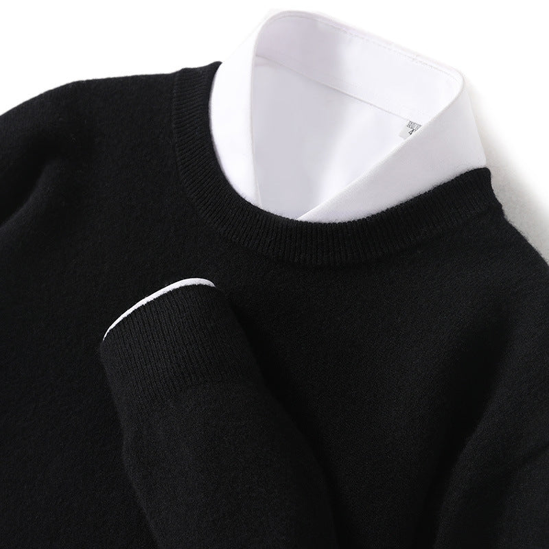 Efterår Og Vinter Ny Fortykkede Ensfarvet Løs Fritids All-match Strikket Sweater