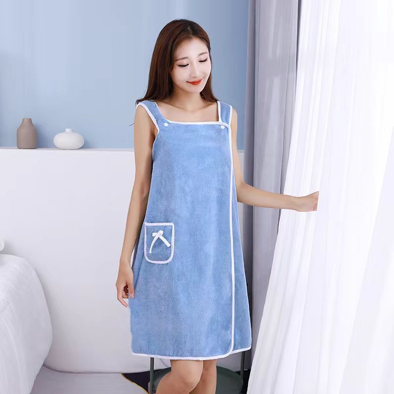 Wholesale Wearable Bath Towels Suspenders Coral Fleece Bath Skirt