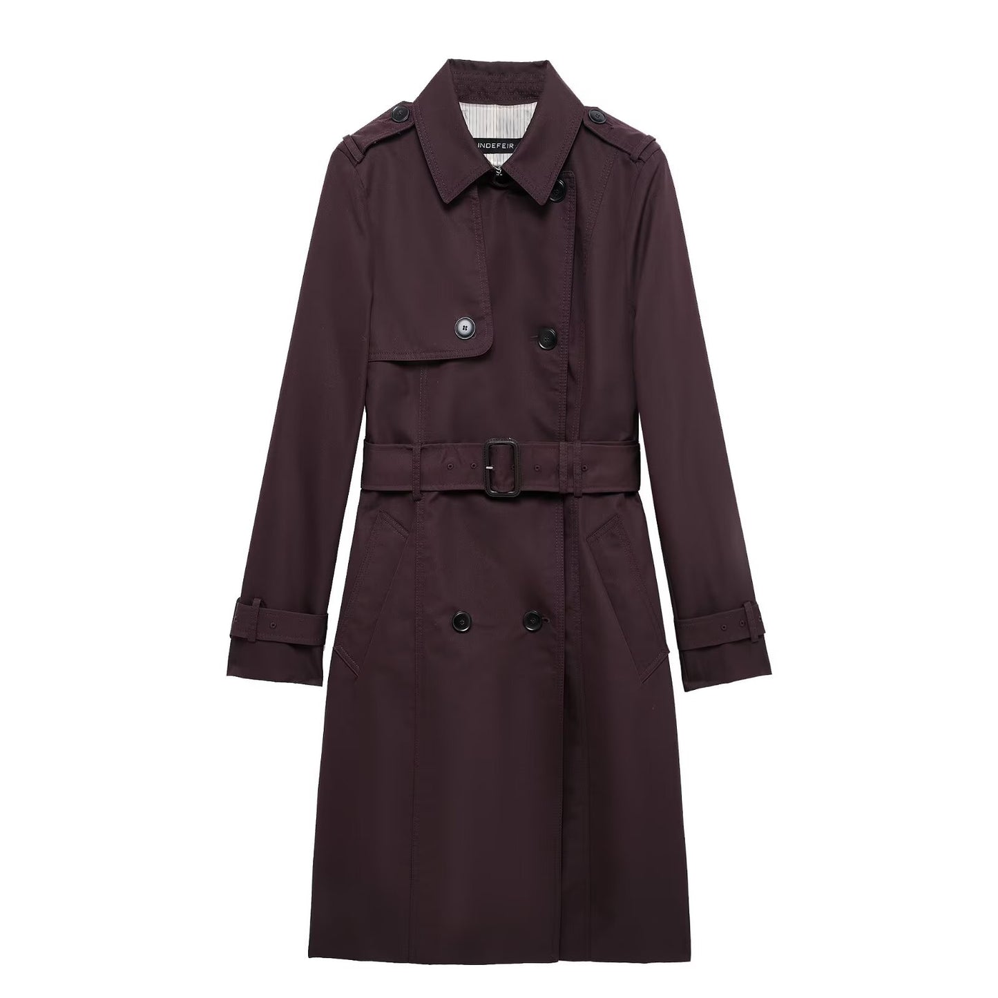 Retro dobbeltradet slim-fit langærmet revers alsidig trenchcoat