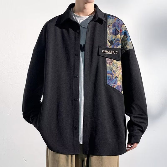 Casual Long Sleeve Lapel Work Clothes Shirt Men's Coat