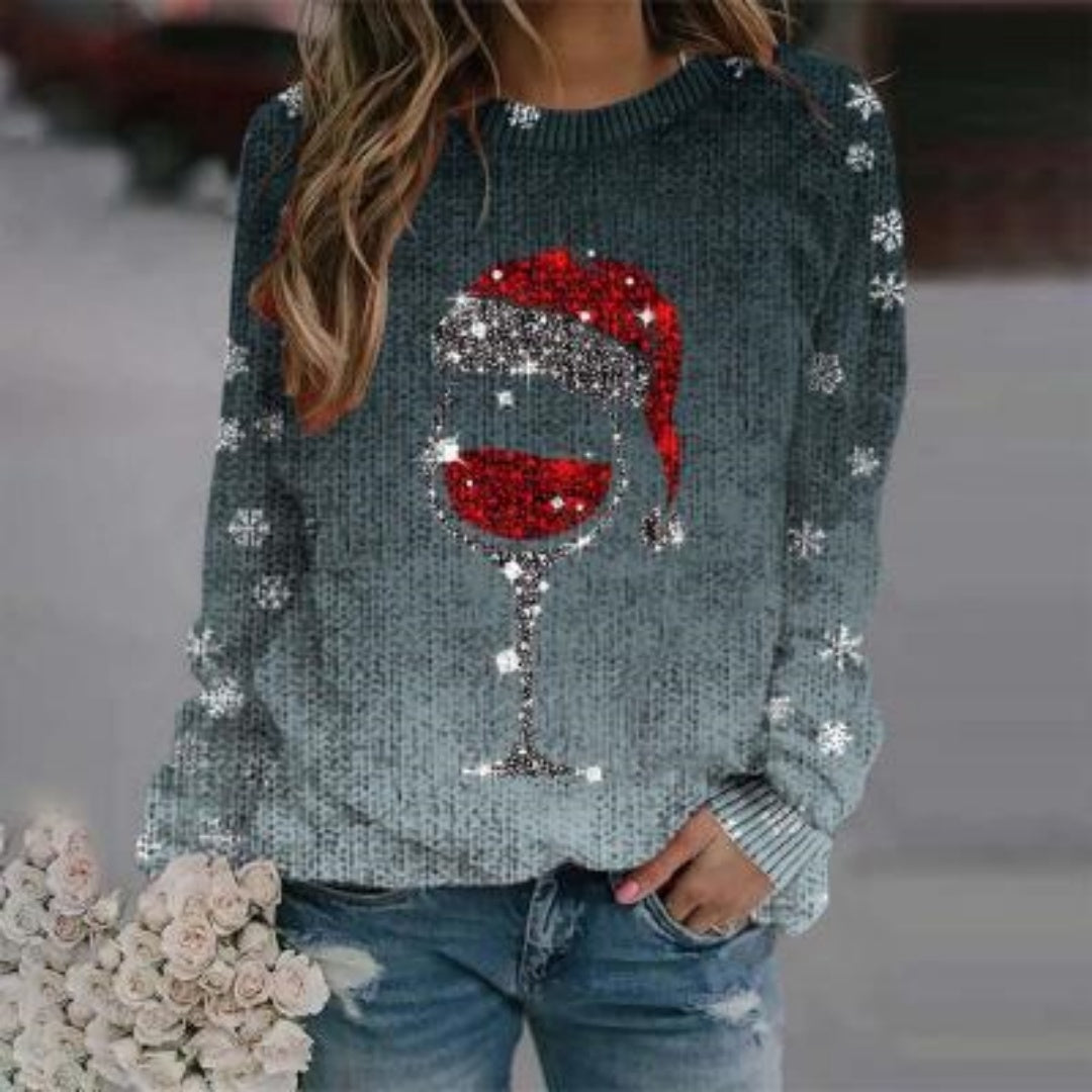 Thick Needle Digital Printing Men's Round Neck Sweater
