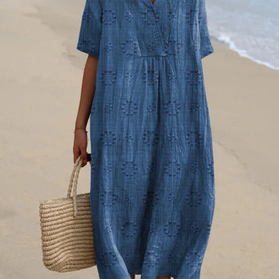 Plus-size Womens Short-sleeve Shirt Dress