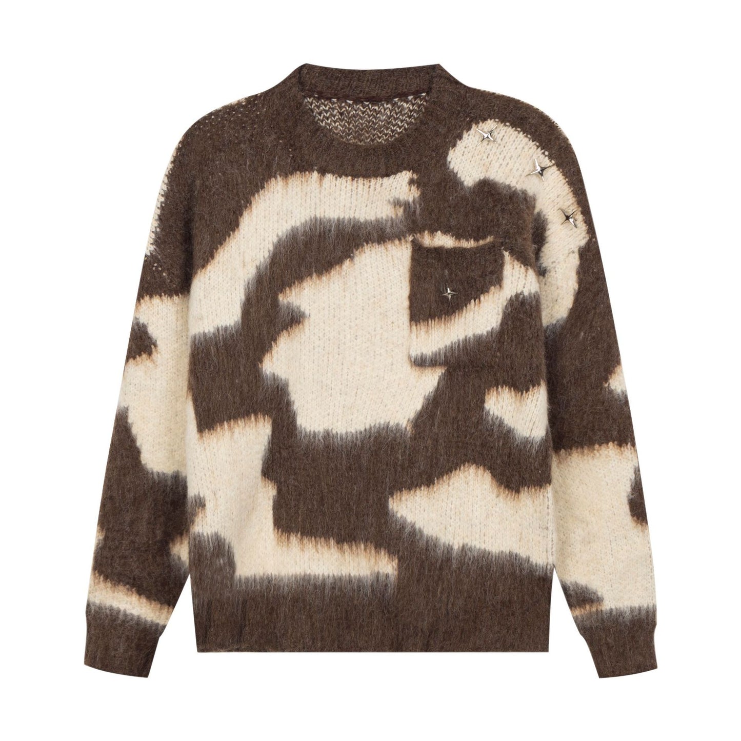 Men's Color Blocking Mohair Cross Slouchy Sweater