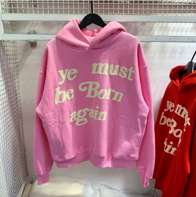 Letter Foam Print Men's And Women's Hoodie Plus Fleece Sweater