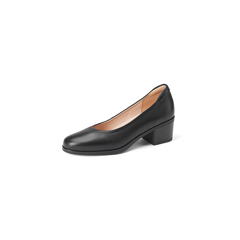 Women's Thick Heel Round Toe Low Heel Platform Shoes