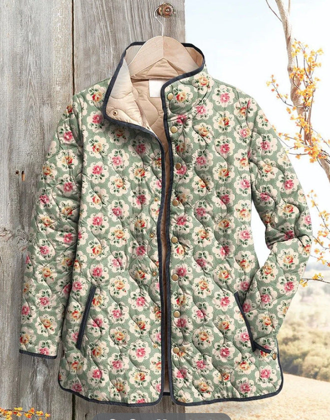Womens Stylish Cotton-padded Coat With A Fashionable Print