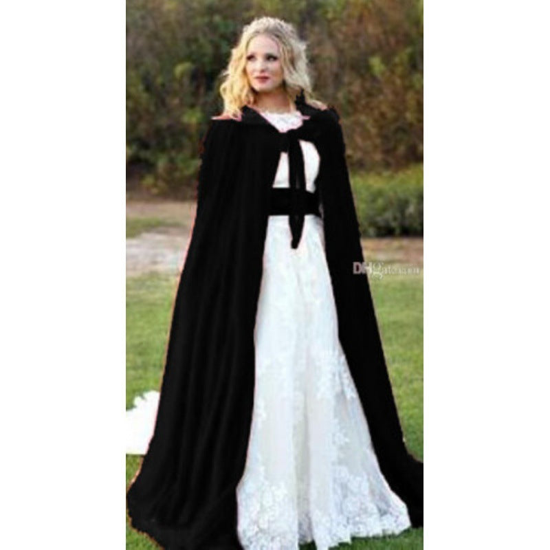 Velvet Warm Women's Cloak Coat Mid-length With Cap