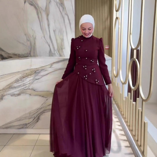 Elegant Graceful Long-sleeved Dress With A Flowing Silhouette