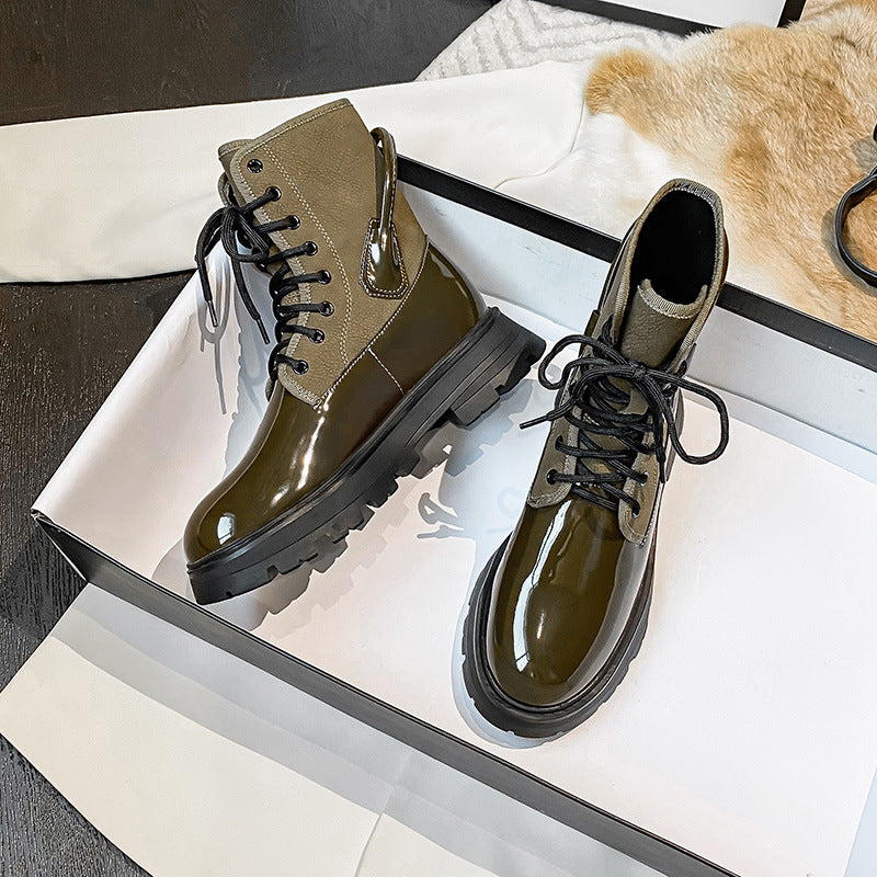 British Style Niche Lace Up Boots