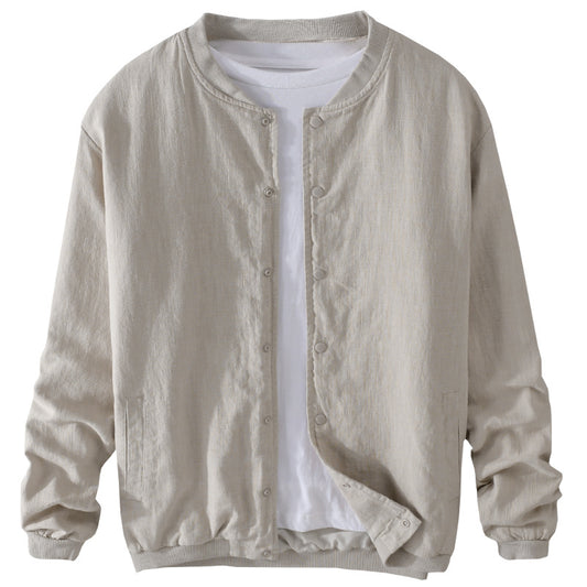 Linen Coat Stand Collar Men's Jacket