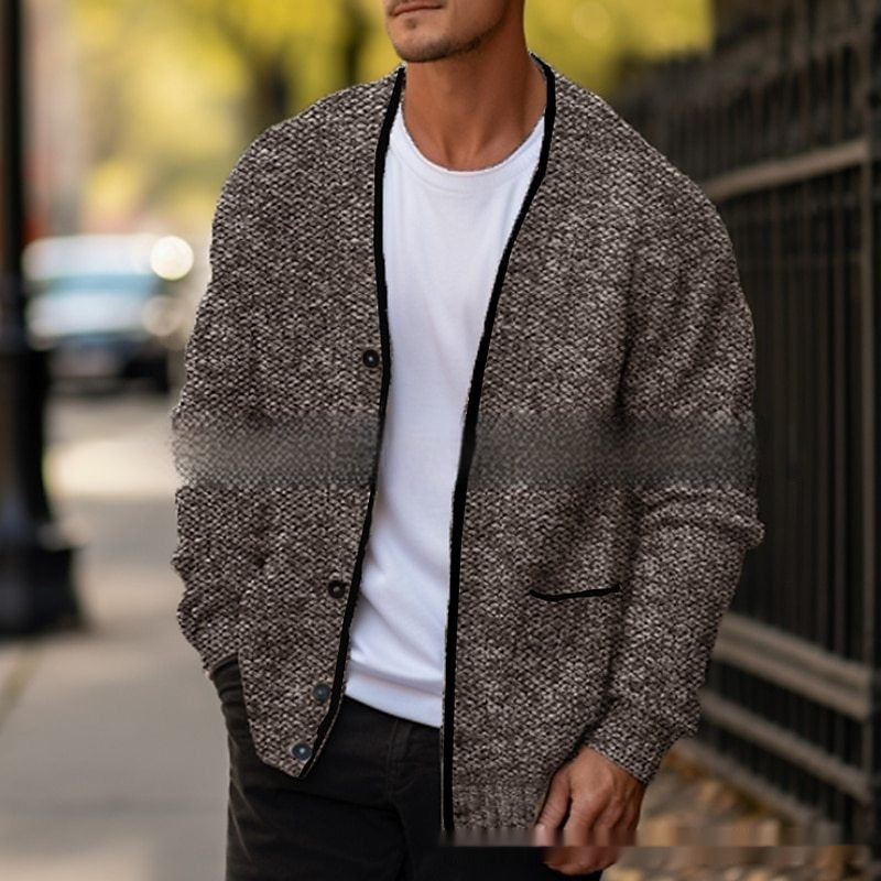 Men's Stand-up Collar Striped Casual Jacket