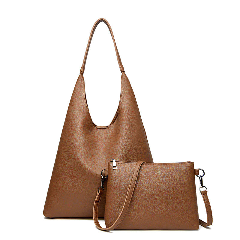 Retro Skuldertaske med stor kapacitet i blødt læder – Crossbody-taske til under armen