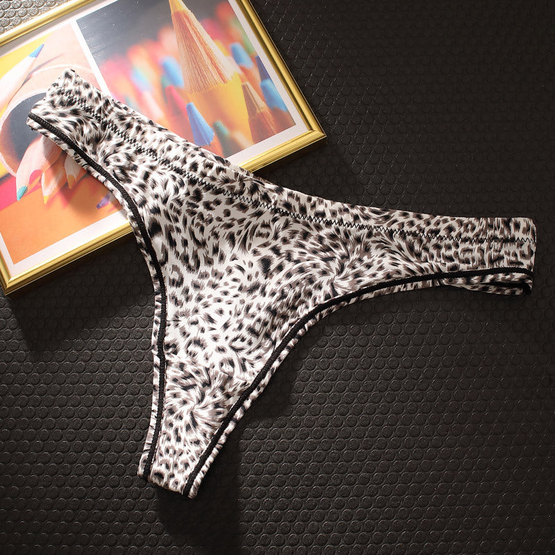 Leopardprint Thong i europæisk og amerikansk stil, sexet og sømløs