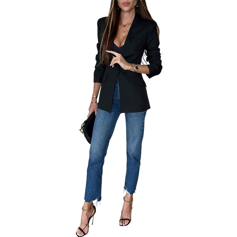 Temperament Ensfarvet Lille Blazer