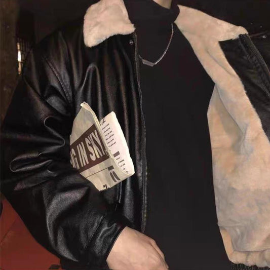 Men's Fashion Personality Thick Leather Jacket Coat