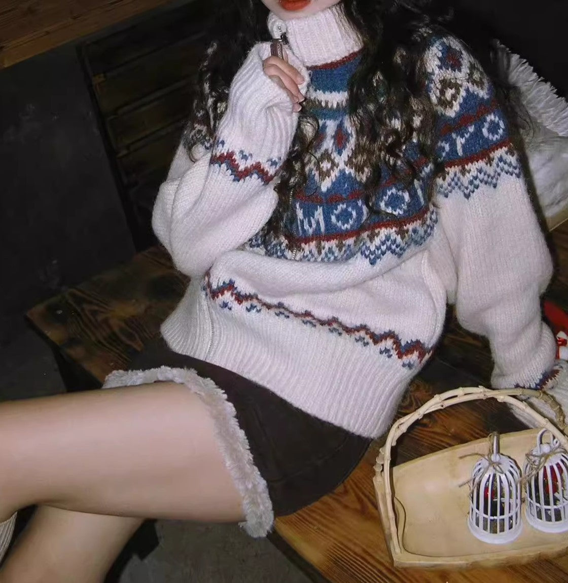 Women's Thick Retro College Style Knitted Sweater