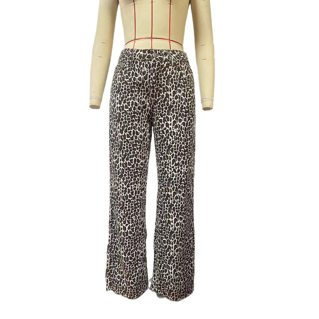 Women's Loose Leopard Print Jeans