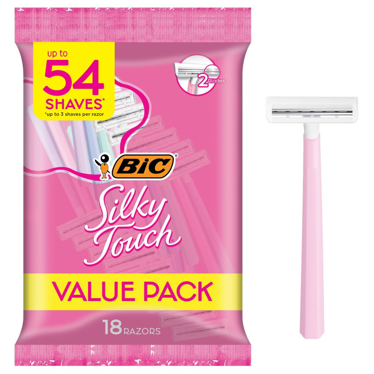 Silky Touch Women'S Disposable 2 Blade Razors, Pretty Pastel Colors with Slim Heads, 40-Pack