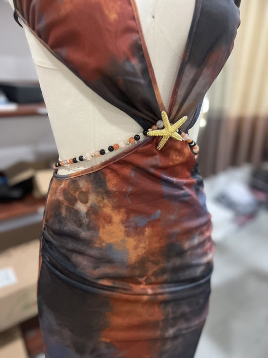 Elegant Sexy Slim Leopard Print Backless Dress