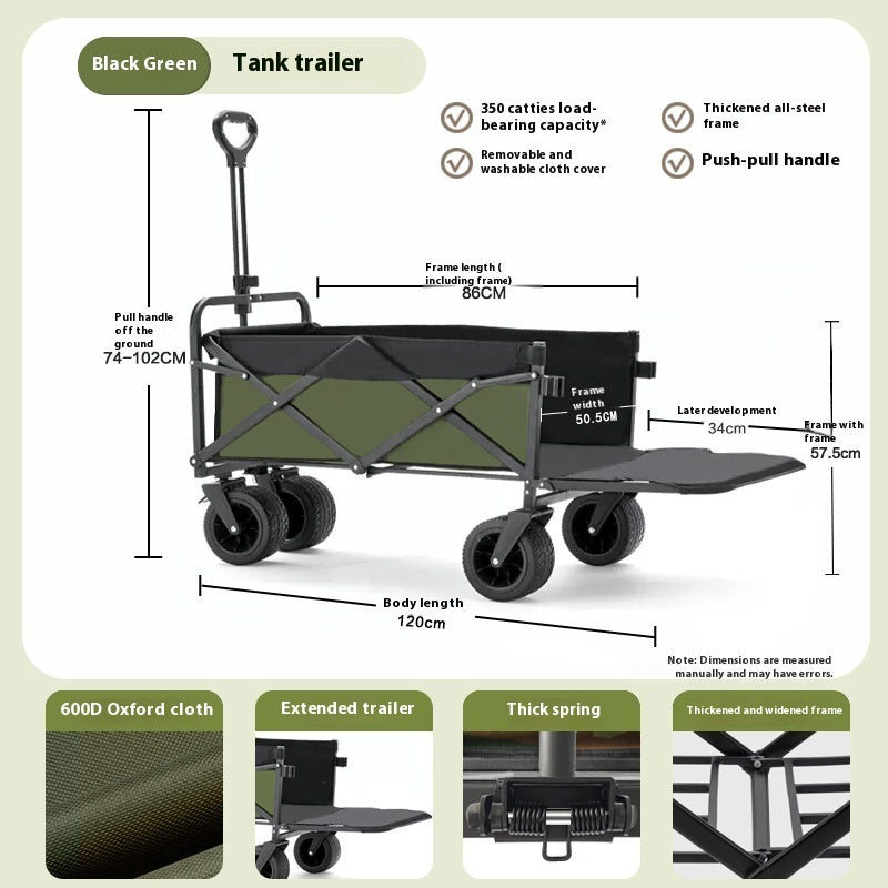 Rear Camp Trailer Outdoor Folding Oversized Camping Hand Buggy