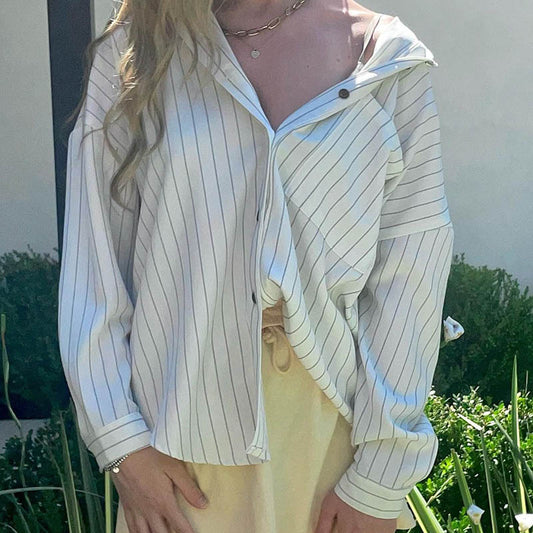 Niche Design Vertical Striped Loose Temperament Shirt