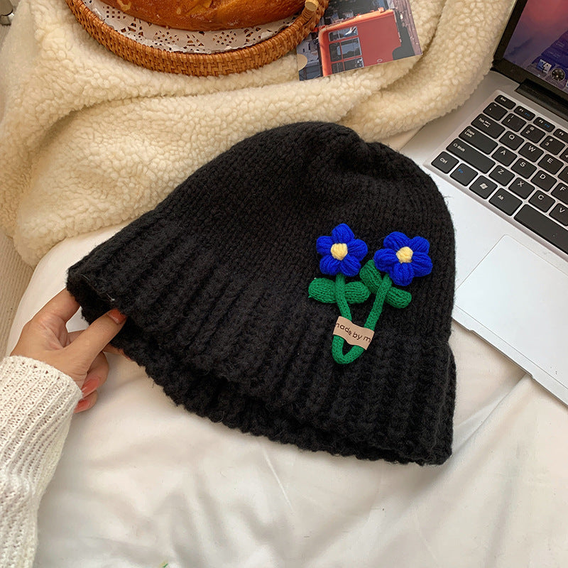 Flower Wool Hat Makes Women Cute And Show Their Faces
