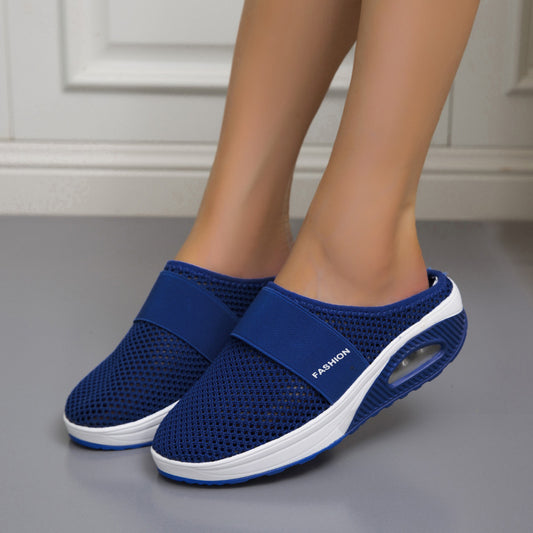 Daily Casual Baotou Mesh Round Head Wedge Heel Plus Size Slippers