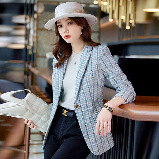 Fritid Plaid Efterår Western Style Dame Lang Frakke