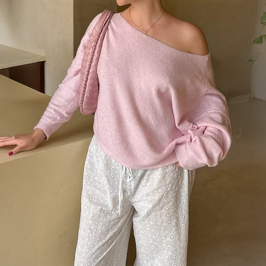 Casual Woolen Long-sleeved Top Sweater For Women