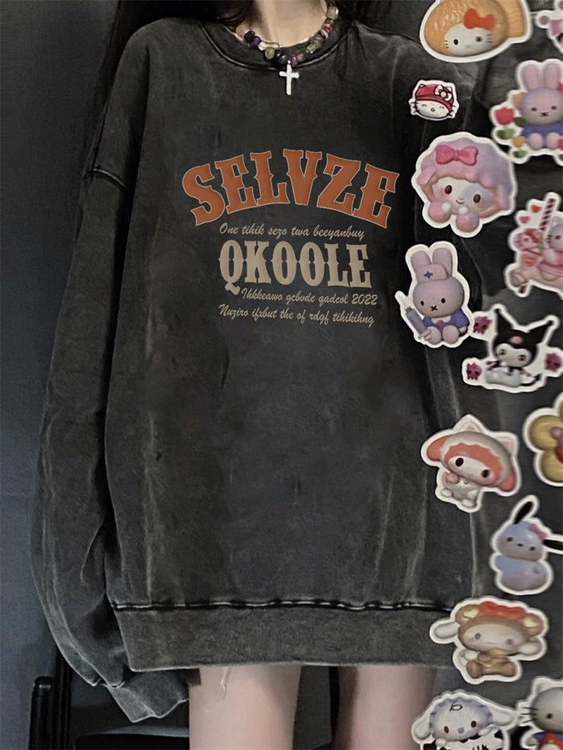American Retro Washed Distressed Sweater For Women Spring And Autumn