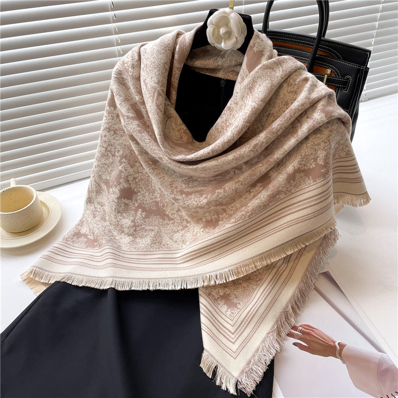 Beard Two-color Colorblock Shawl Thickened And Warm