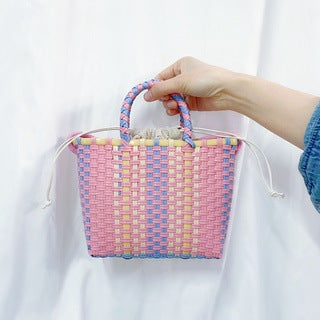 PVC Straw Woven Bag Pure Handmade Clash Of Colors