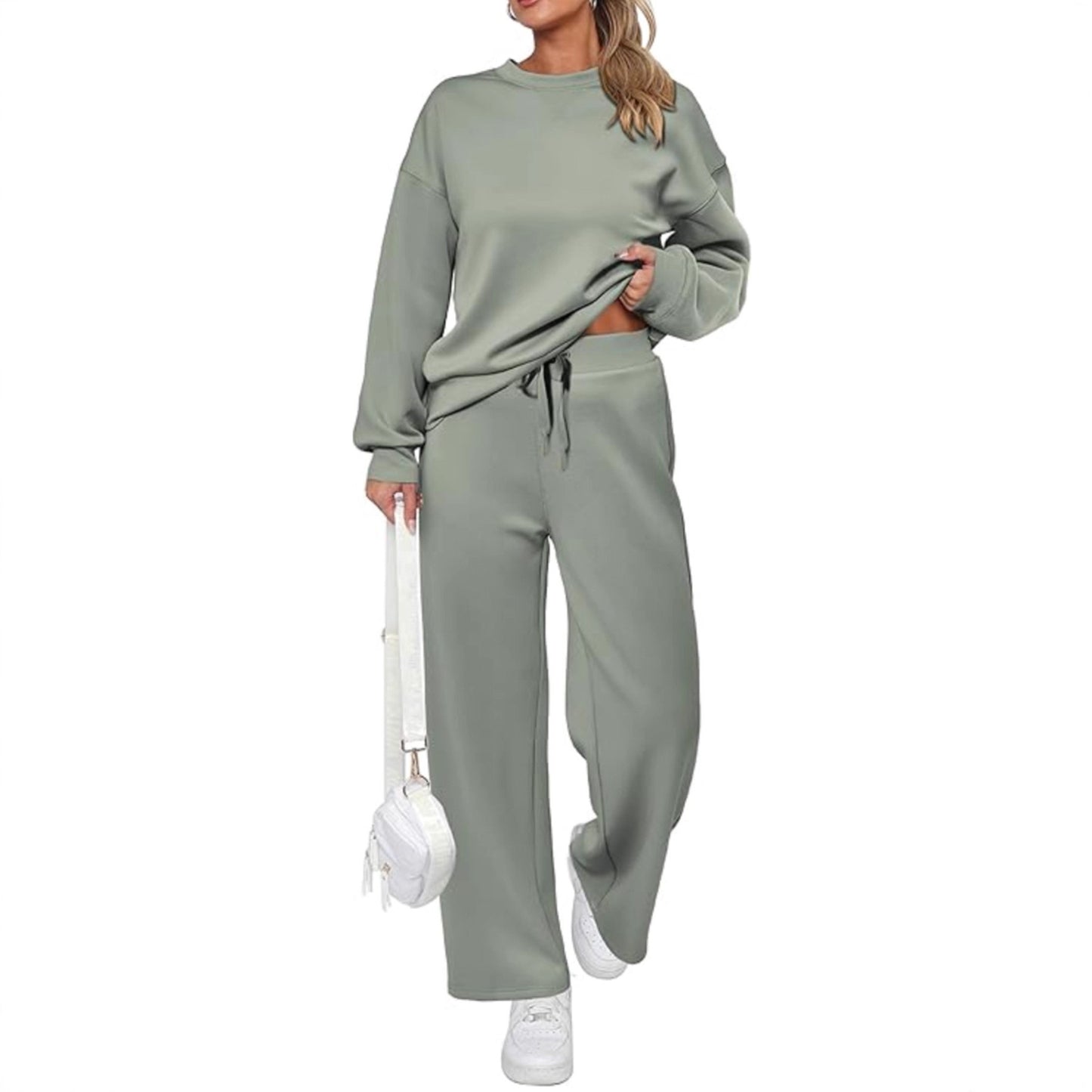 Casual Wide Leg Pocket Trousers Suit