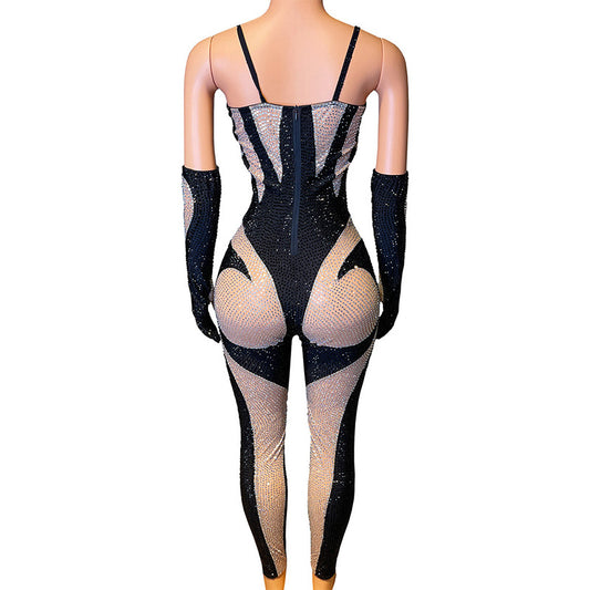 Black And White Party Long Tight Jumpsuit