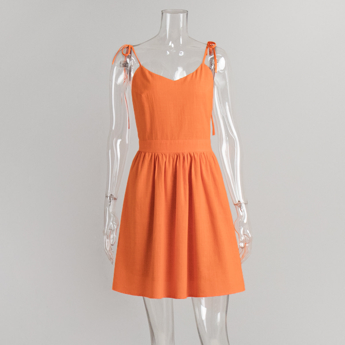 Pure Cotton Camisole Backless High-waisted Cropped Dress