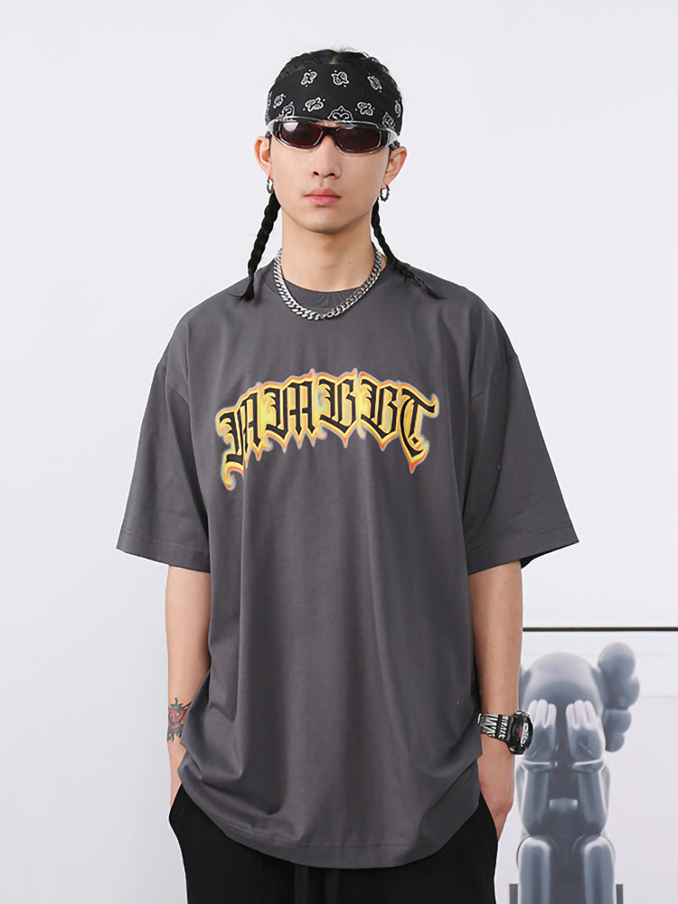 Women's American Style Retro Cotton Print Short Sleeve T-shirt