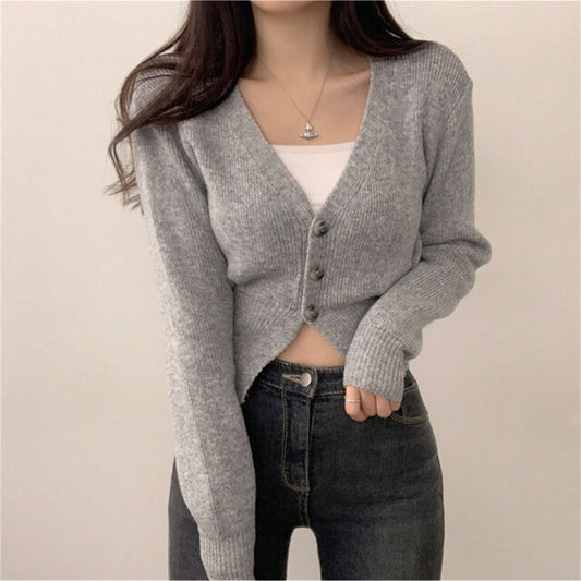 French-style Versatile Slim-fit Knit Cardigan For Petite Womenperfect For Fall And Winter