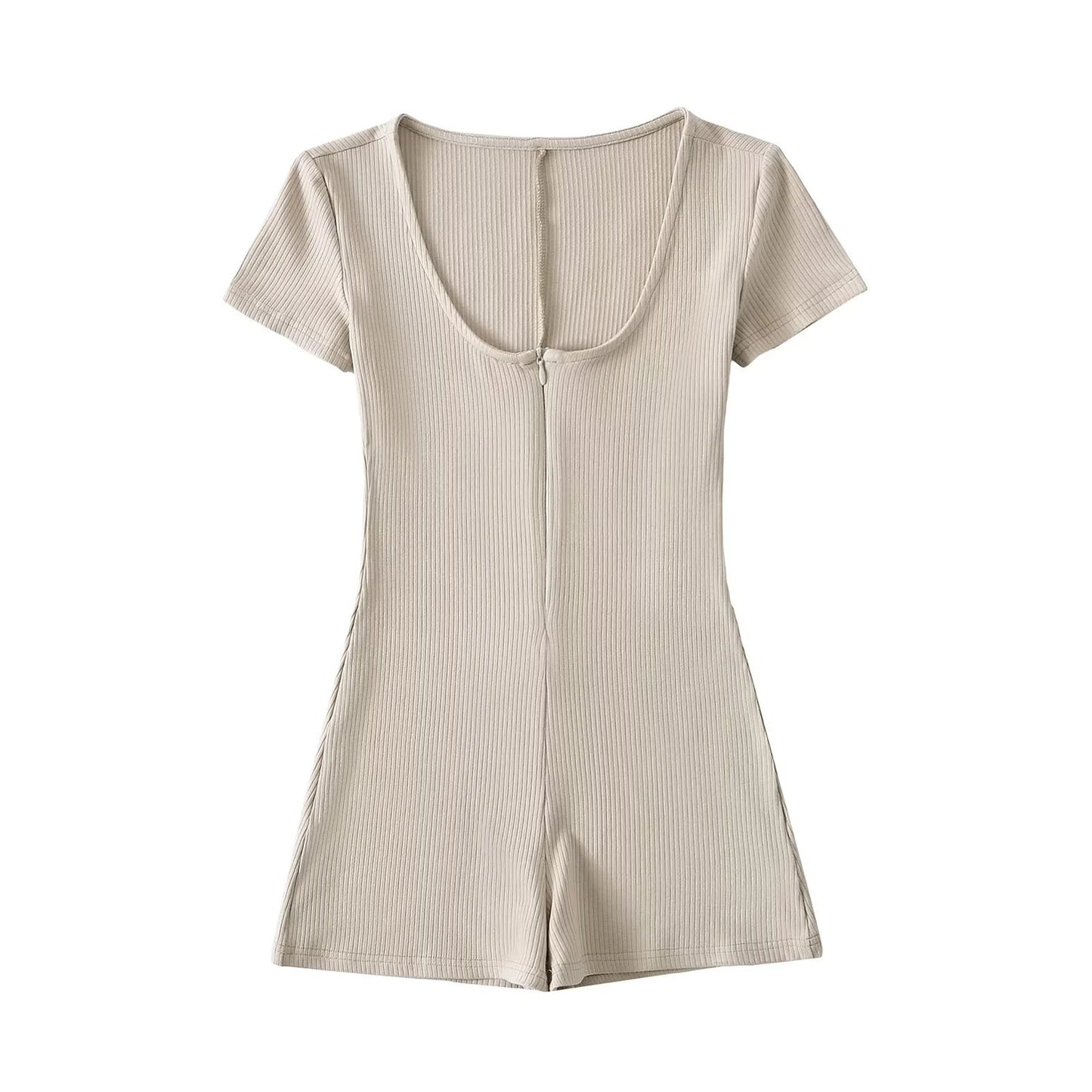 Sexy Ribbed Yoga Fitness Jumpsuit With Short Sleeves For Curvy Women