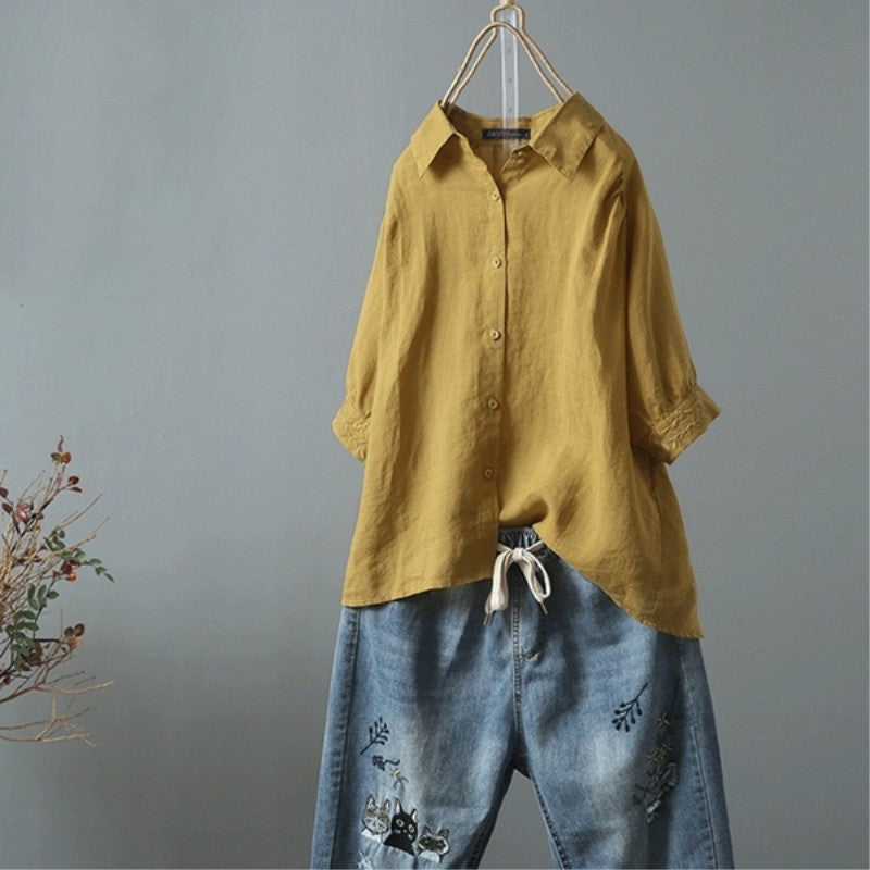 Versatile Casual Single-breasted Lapel Short-sleeve Shirt