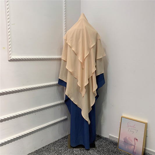 Fashionable Solid Color Three-layer Headscarf Dubai Travel Photo